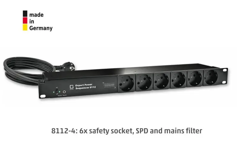 6-fach switched Power Sequencer Schuko,16 A, 6 x safety socket type F