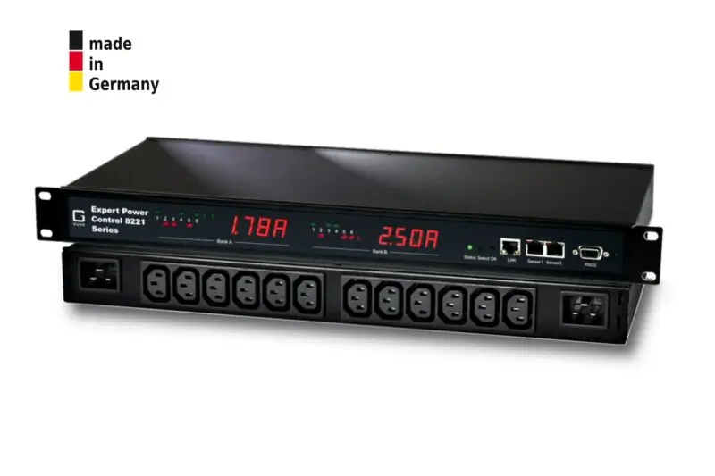 2x 6-fold switched and metered PDU , 2 x 16 A, 12 x IEC C13 rear, 2 sensor connectors