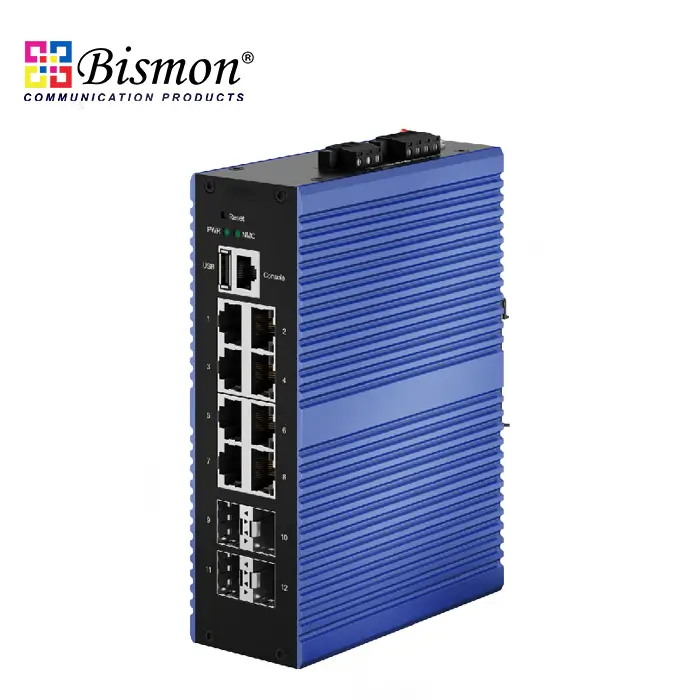 8x10/100/1000Base-T to 4x10G Base-X Industrial Switch managed (L3)PoE