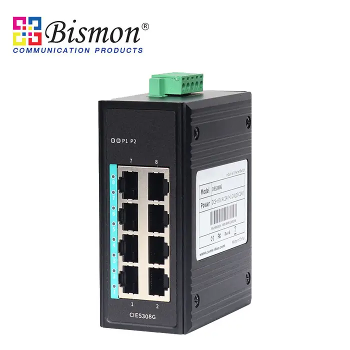 8-Port Gigabit DIN Rail Unmanaged Industrial Ethernet Switch