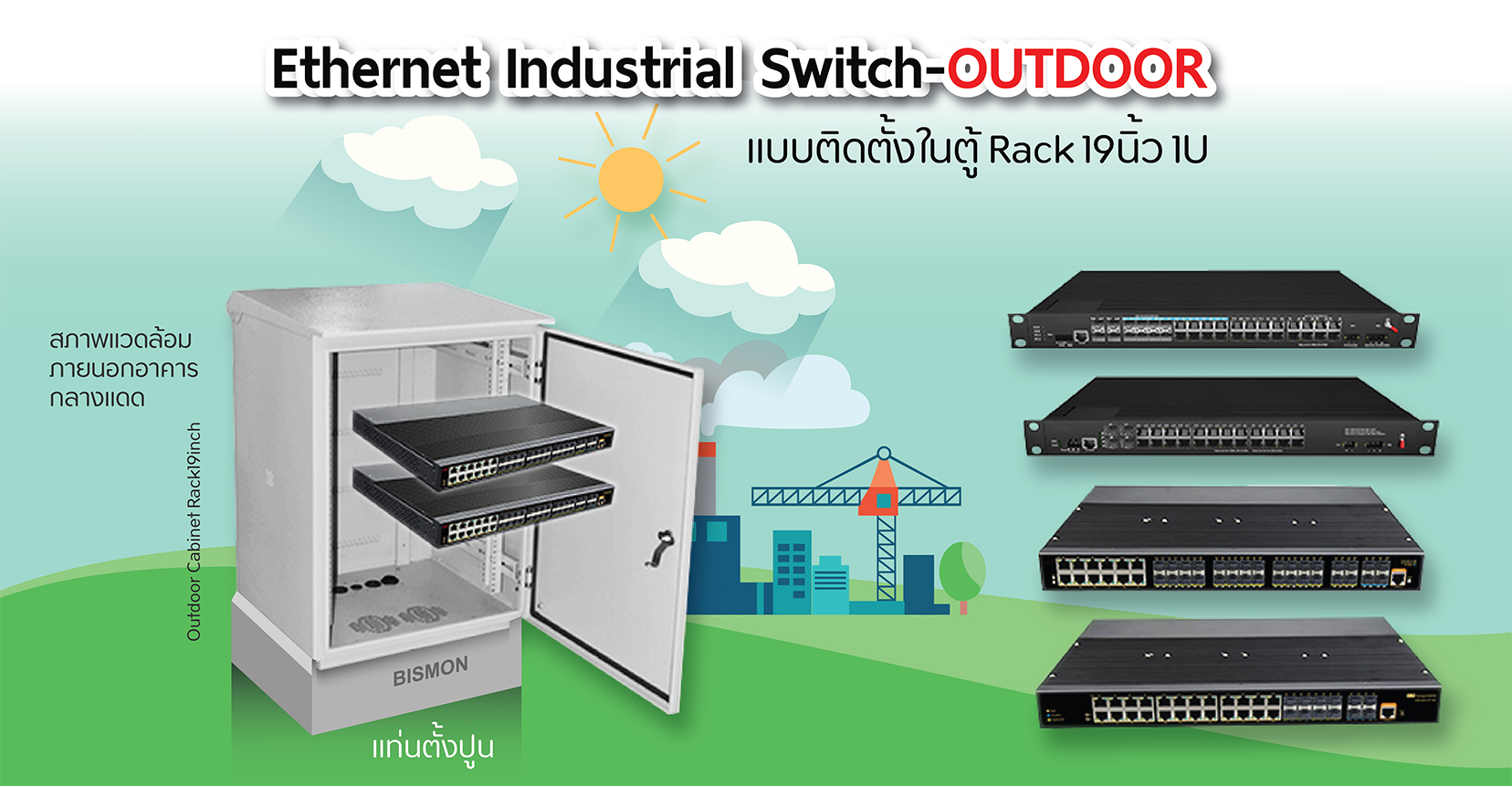 19 inch Industrial Ethernet Rackmount Switches แบบใช้งานภายนอกอาคาร(Outdoor)