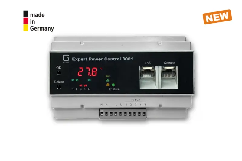 5-fold switched and outlet-metered PDU,DIN rail-mounted , 5 switchable outputs