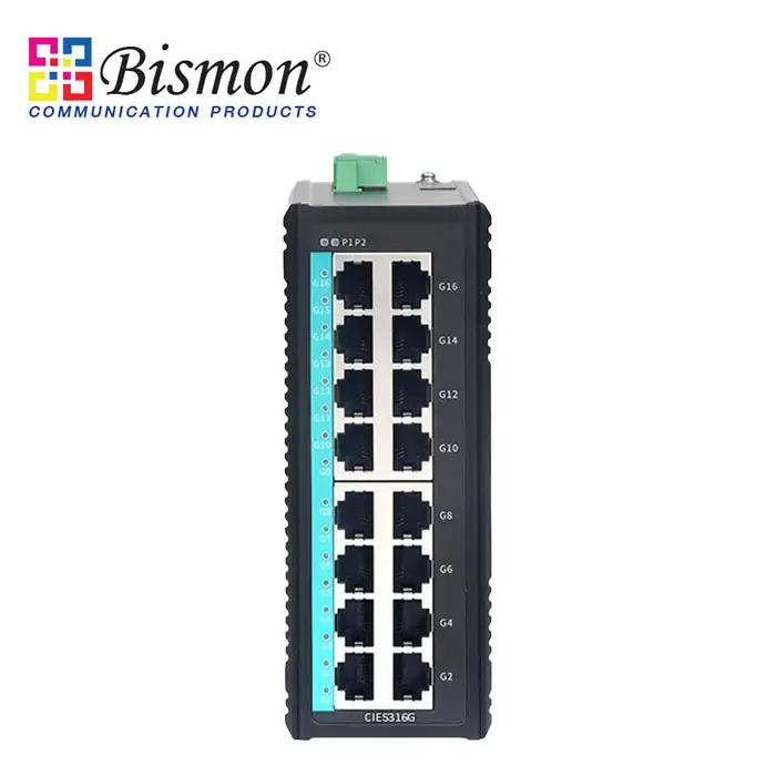 16 Port Layer 2 Full Gigabit DIN Rail Industrial Ethernet Switch