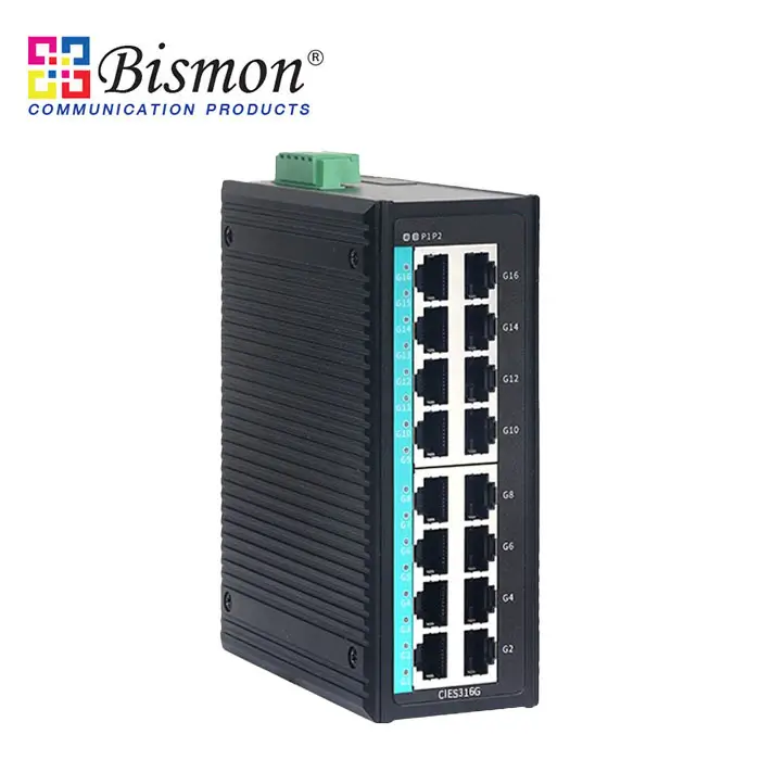 16 Port Layer 2 Full Gigabit DIN Rail Industrial Ethernet Switch