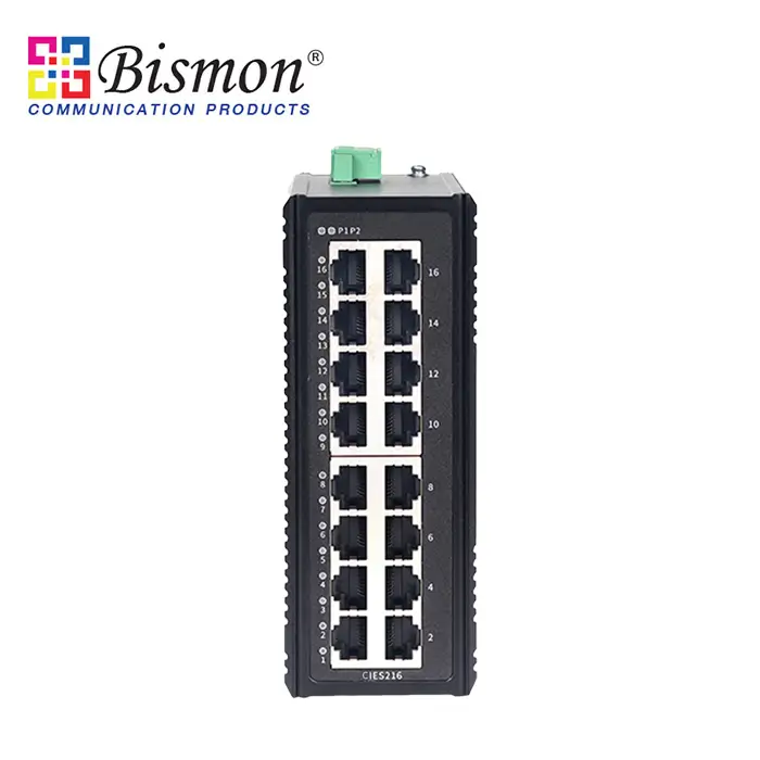 16 x 10/100M Base-T(X) RJ45 port Din-rail Layer 2 Unmanaged Industrial Ethernet Switch